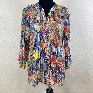 Spence Bohemian Hippie Button Up Blouse Women’s Large